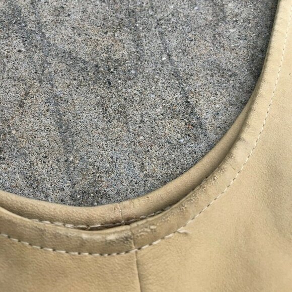 MICHAEL HOBAN Women's Vintage 90s SMALL North Beach Leather Tan Tank Top Shirt﻿ - Picture 2 of 7